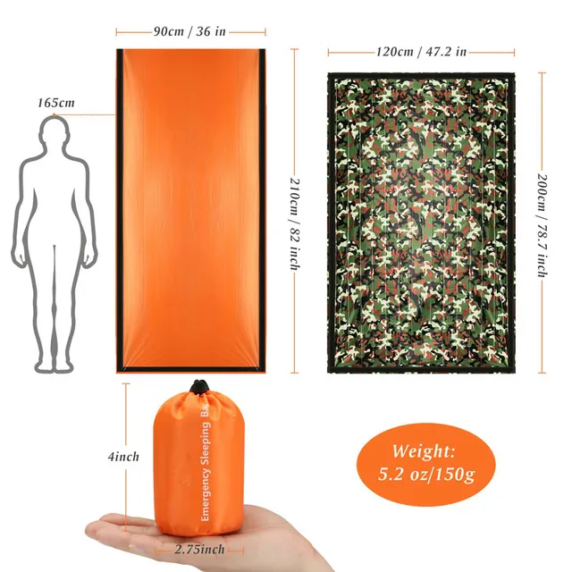 Camouflage Emergency Survival Sleeping Bag Rhino Camping