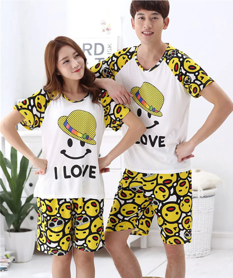 Smile Lovers Set Women Men Sleepwear Pajama Sets Nightwear Shirt