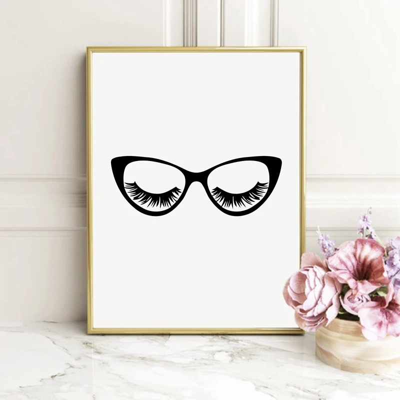 Eyelashes and glasses Canvas painting