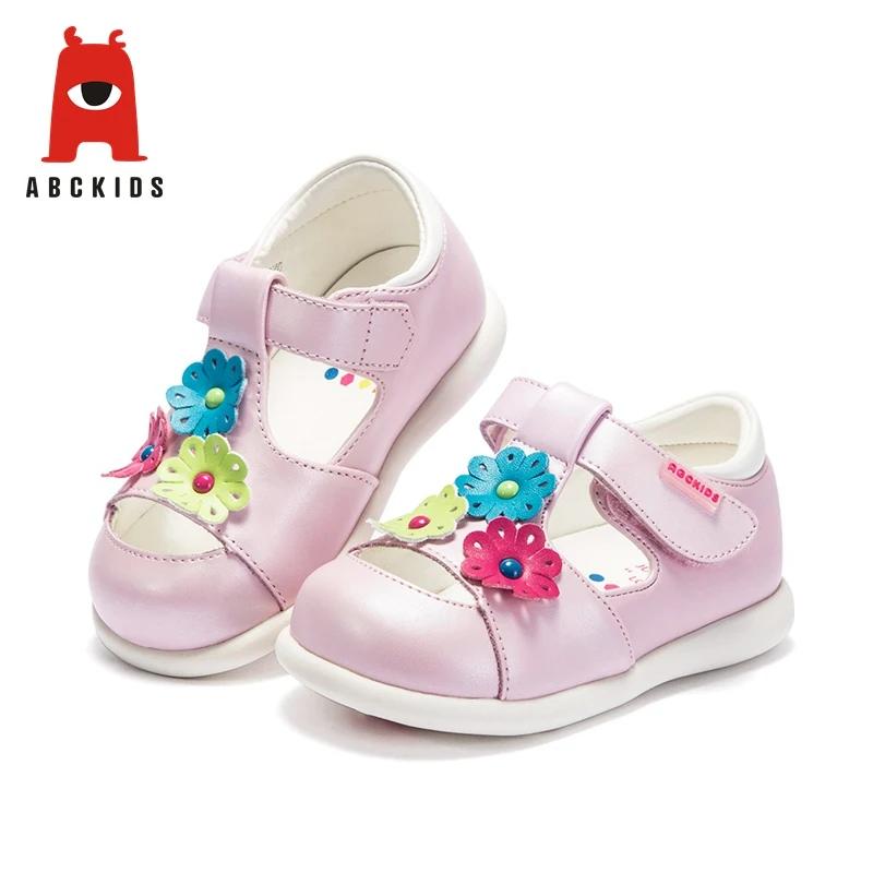 ABC KIDS Spring Children's Shoes for Girl Leather Shoes Breathable Anti-Slip Casual Walking Shoes with Floral Sneakers Soft 
