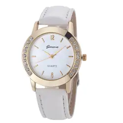 2018 Женева лучший бренд класса люкс Часы Для женщин Diamond Dial Кожа Аналоговый кварцевые наручные часы платье в деловом стиле часы мужской часы