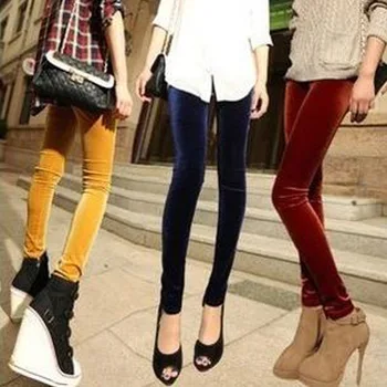 

New Fashion Women's High Elastic Soft Velvet Leggings Sexy Skinny Flocking Pencil Pants Slim Push Up Leggins Femme LG118