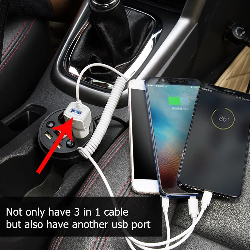 Автомобильное зарядное устройство EMIUP USB для мобильного телефона IPhone X 7 XS Max, автомобильное зарядное устройство Micro usb type C, зарядка для samsung Xiaomi huawei 3 в 1