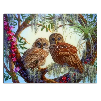 

Two owls 40x30cm Full drill diamond embroidery 3d diamond cross stitch fashion diamond mosaic pictures of rhinestones