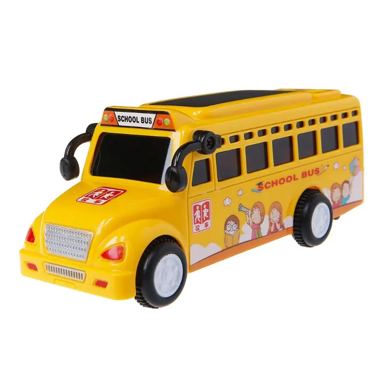 Inertial LED School Bus Vehicle Toys Mini Cartoon Model Toy Car for