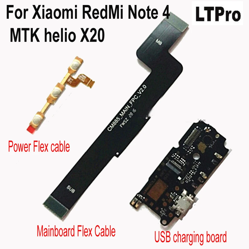 Original For Xiaomi RedMi Note 4 Note4 MTK helio X20 power volume Charging Board Charge main Motherboard Connections Flex Cable | Мобильные