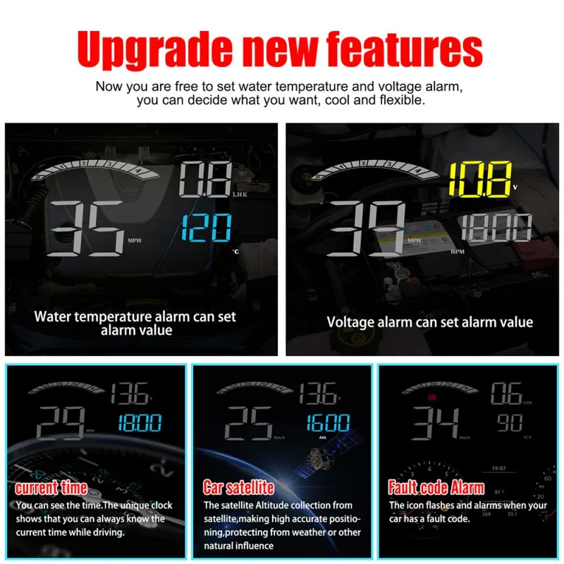  C800 Kopf-up-Display OBD2 II GPS Überdrehzahl Warnung System Projektor Windschutzscheibe Auto Elekt
