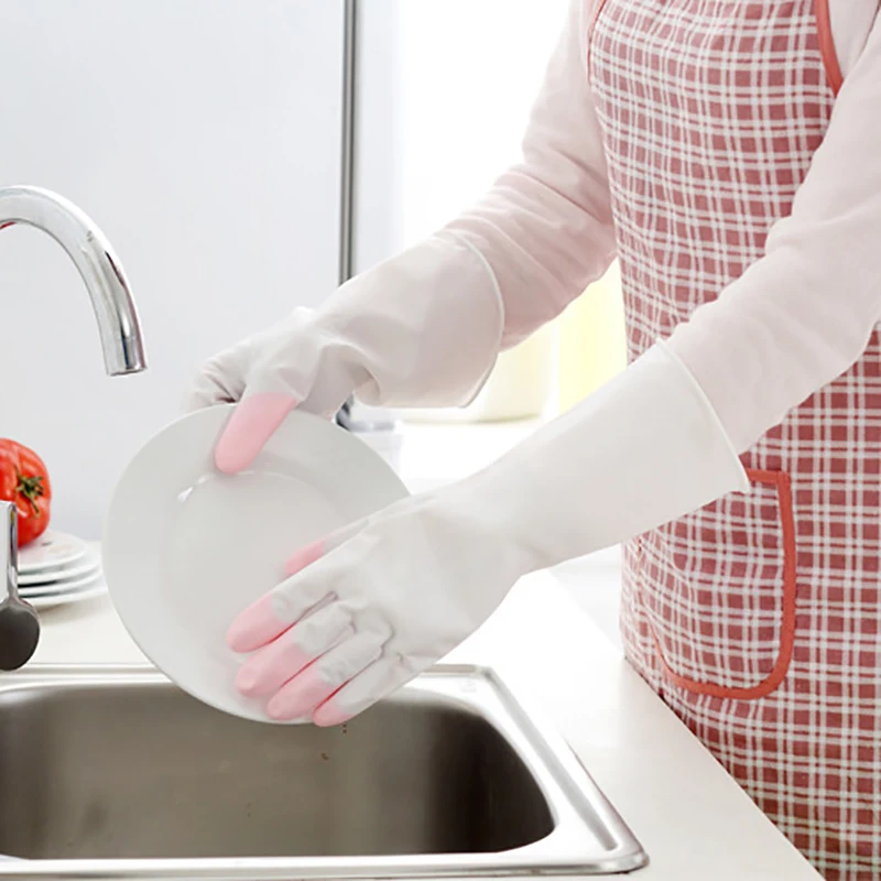 1 Pair House Cleaning Glove Dishwashing Gloves Long Sleeve latex Gloves