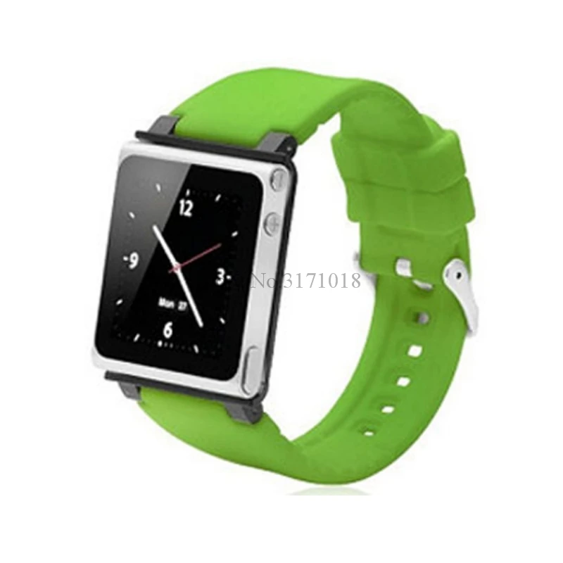 Ремешок для наручных часов для iPod nano 6 для ipod nano6 с розничной посылка, 9 цветов, силиконовый браслет для наручных часов - Цвет ремешка: Зеленый