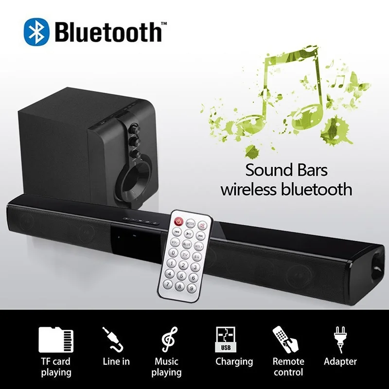 20 Вт звуковая панель Bluetooth Саундбар колонка двойной сабвуфер динамик домашний