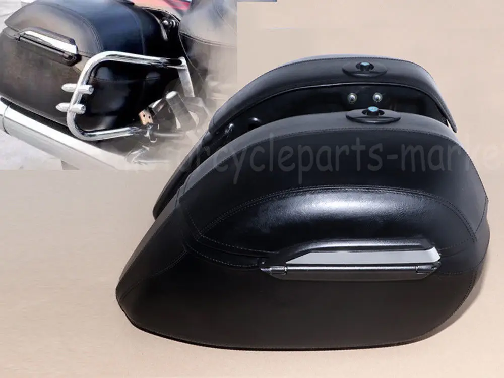 

Black Universal Motorcycle Hard Saddlebag Guard Bag Trunk Case For Harley Fat Boy Softail Deluxe and Road King Cruiser