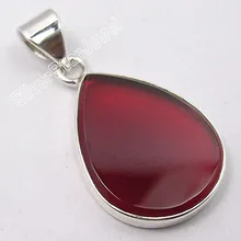 Plata pura PLANA Natural CORNALINA SEMI PRECIOUS Gem Colgante 3.1 CM NUEVA
