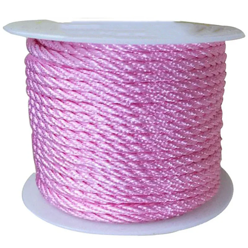 

3mm Pink Twisted Twist Twine Thread Nylon Cord+Jewelry Accessories Macrame Rope Bracelet Necklace String 30m/roll