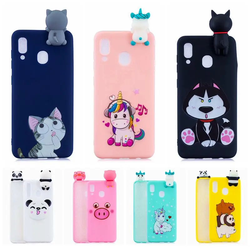 

A30 A40 3D Kawaii Case for Samsung A30 Case Unicorn Cat Dog Silicone Soft Cover on for Fundas Samsung Galaxy A30 A40 Case Etui