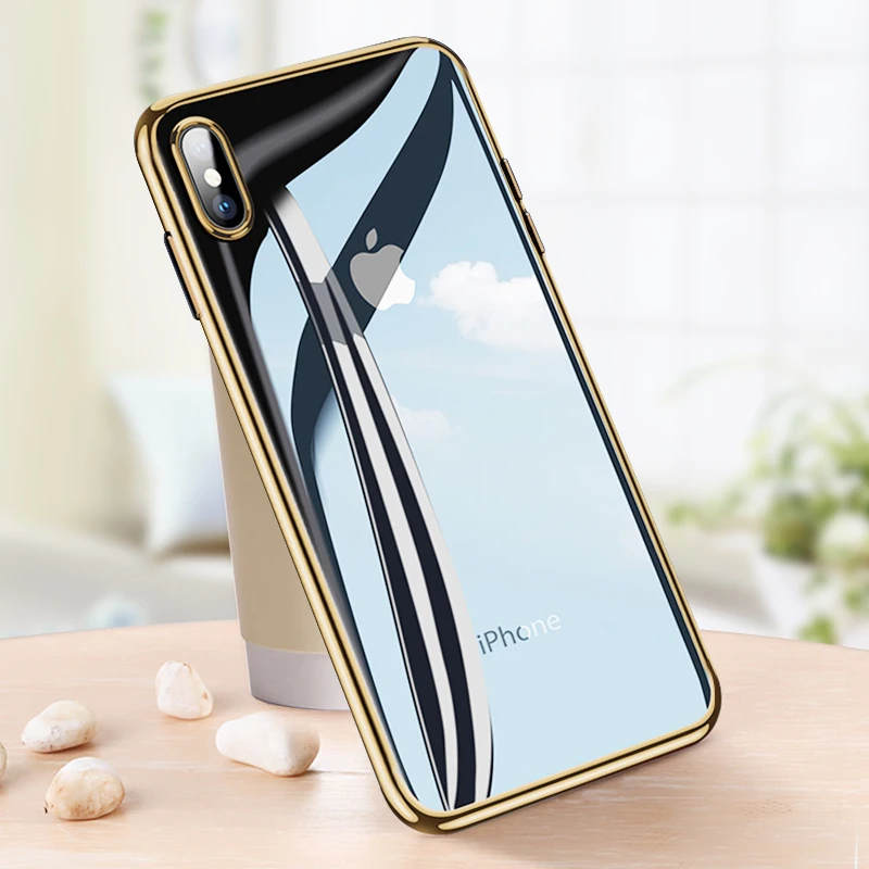 Ультратонкий чехол из ТПУ с покрытием для iPhone XS Max XR X 7 8 6S Plus прозрачный мягкий силиконовый защитный чехол на заднюю панель Fundas