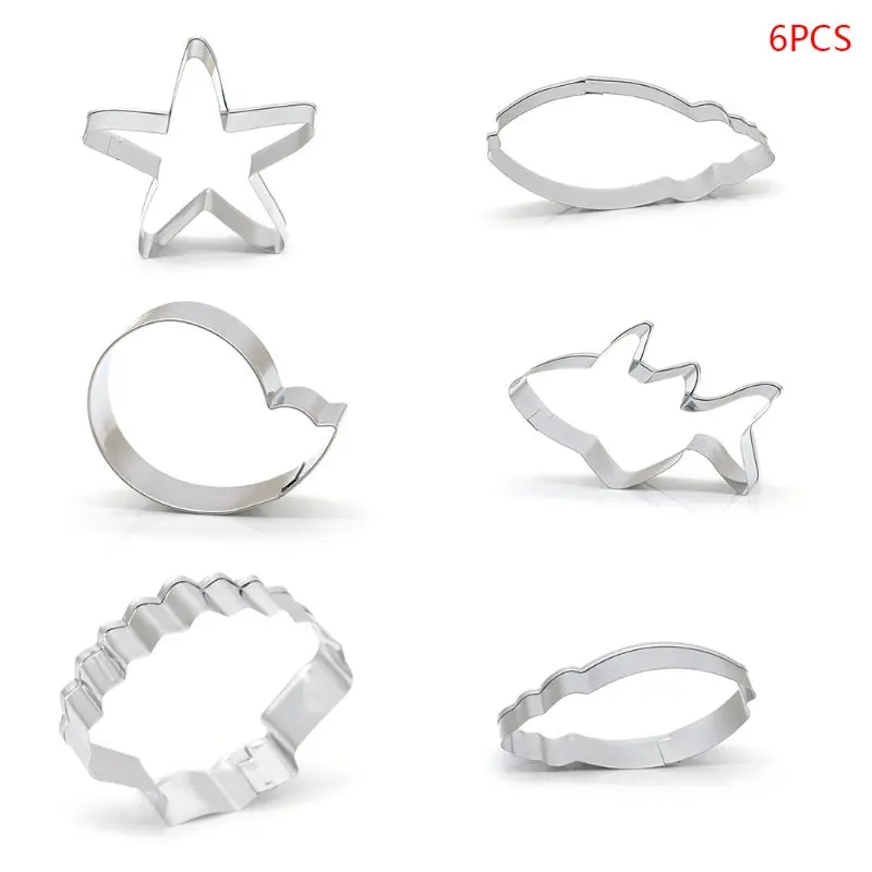 6 шт./компл. из нержавеющей стали Seastar Seashell формочка для печенья формы помадки формы для выпечки тортов инструменты для украшения - Цвет: SILVER