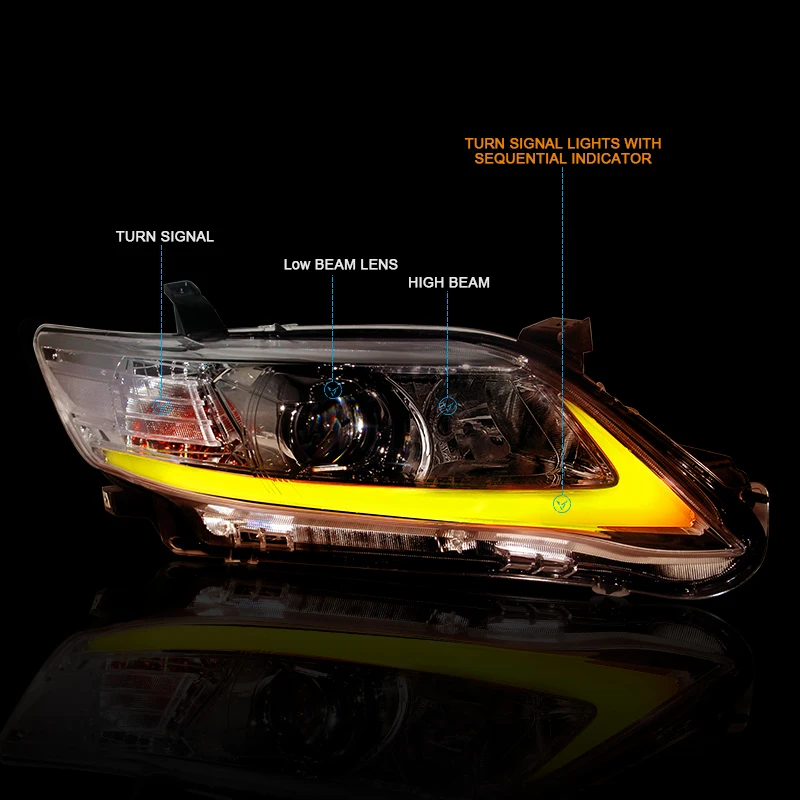 Тип СВЕТОДИОДА направленного света CNSUNNYLIGHT-для Toyota Camry V40 2009/2010/2011 Автомобильные фары в сборе W/светодиодный DRL указатели поворота Plug& Play направленного типа с вращающейся головой
