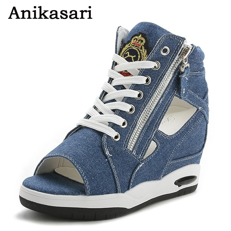 platform denim shoes