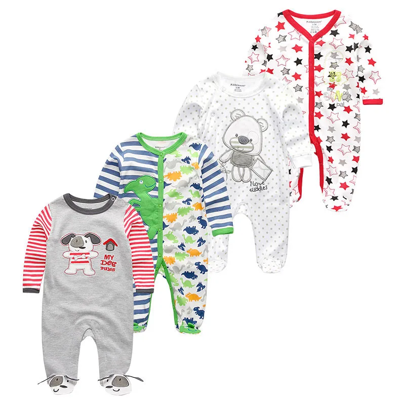 4 шт. Костюмы комплекты детская одежда для новорожденных девочек Roupas de bebe мальчиков 0-12 м Мода Полный Sheeve детские комбинезон пижамы menina для мальчиков - Цвет: Clothing Sets4109