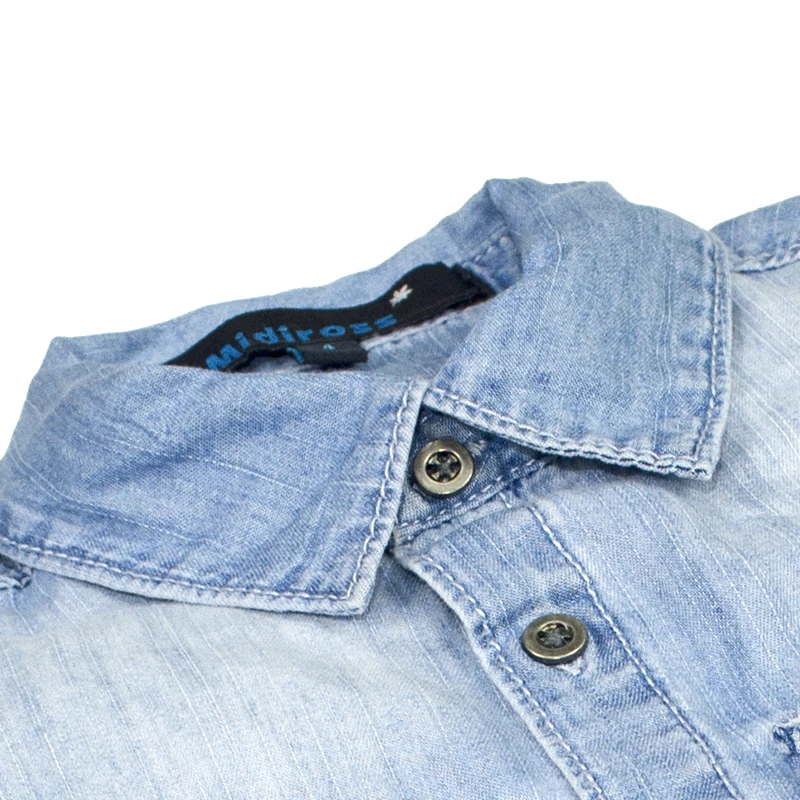 7 Boys Denim Shirts Teens Solid Tops Short Sleeve Shirts Pocket Buttons Kids Junior Clothing Children 4-16 Years