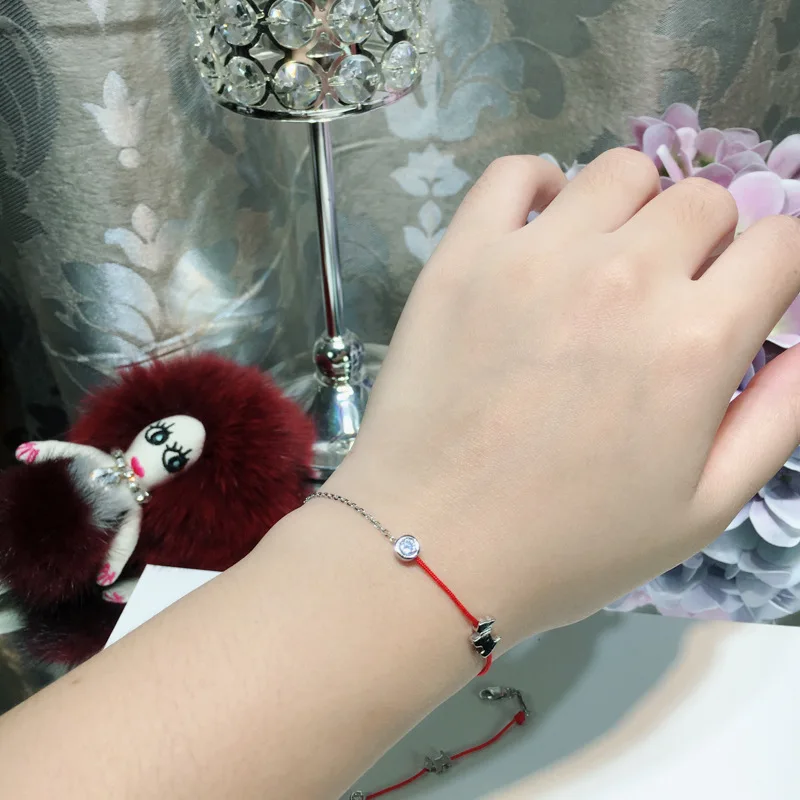Red Rope Bracelet Sweet Gift For Birthday Jewelry All Matching Lovely Dog High Quality Pure 925 Sterling Silver Zircon | Украшения и