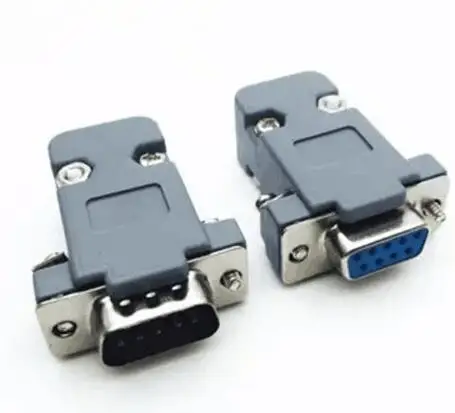 

10Set RS232 serial port connector DB9 female socket Plug connector 9 Pin copper RS232 COM adapter with Plastic Case DIY