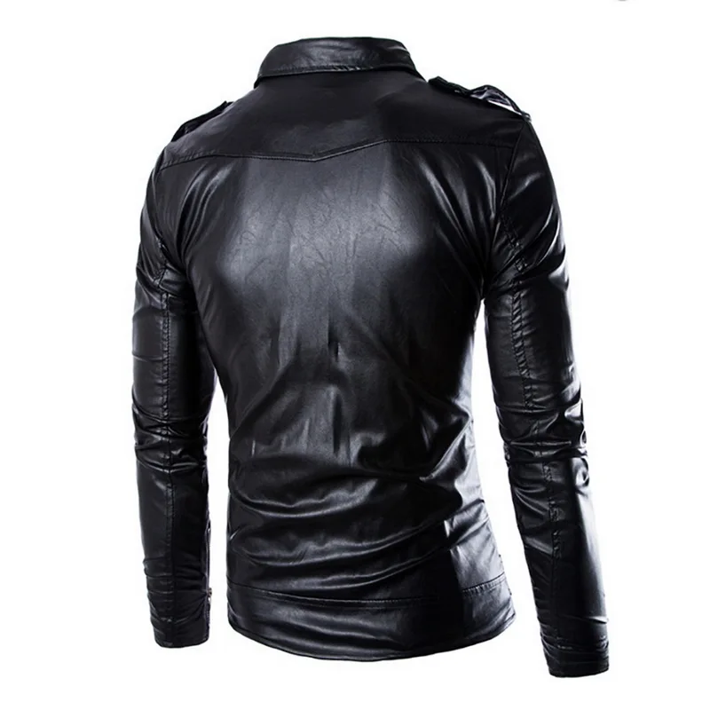 SHUJIN Brand Leather Jacket Men Autumn Casual Zipper Mens Motorcycle Streetwear Leather Jacket Male Slim Coat Plus Size