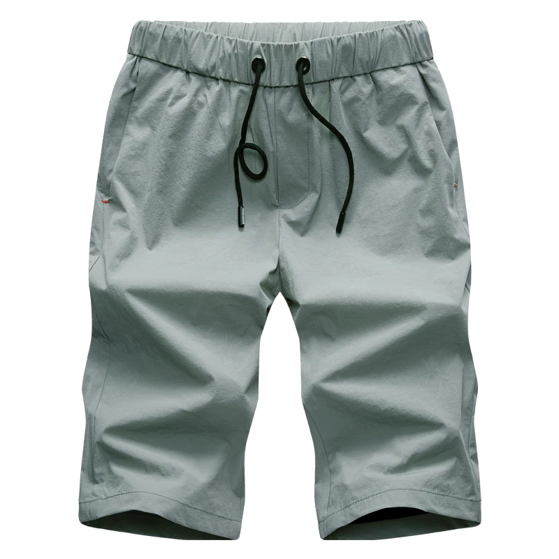 Мужские летние повседневные шорты мужские тонкие брендовые новые хлопковые шорты однотонные дышащии эластичные для талии мужские повседневные шорты