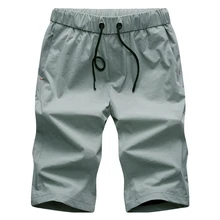 Мужские летние повседневные шорты мужские тонкие брендовые новые хлопковые шорты однотонные дышащии эластичные для талии мужские повседневные шорты