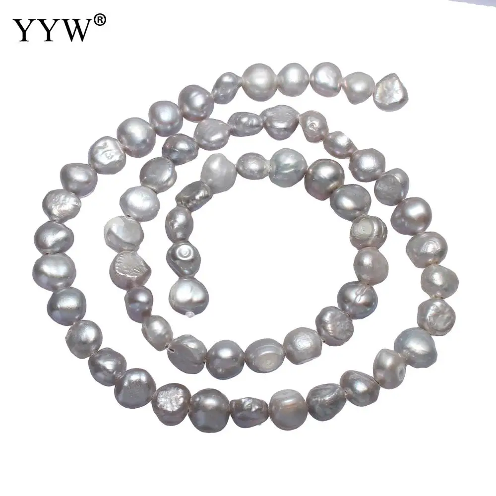

6-7mm Gray Cultured Potato Freshwater Pearl Beads Punch Loose Beads For DIY Women Elegant Necklace Bracelet Jewelry Making 15"