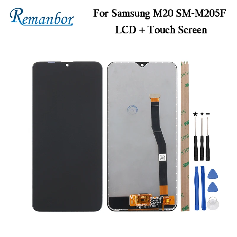 

Remanbor For Samsung Galaxy M20 SM-M205F LCD Display and Touch Screen 6.3" Repair Parts For Samsung M20 Brightness Adjust+Tools