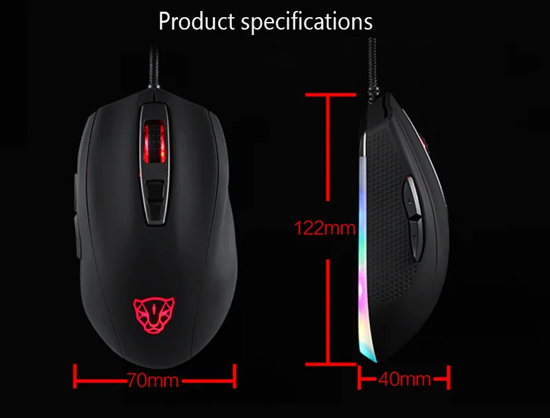 Motospeed V60 RGB Программирование макросов 5000 dpi игровая мышь USB компьютер 7 кнопок Wried оптическая мышь с подсветкой светодиодный