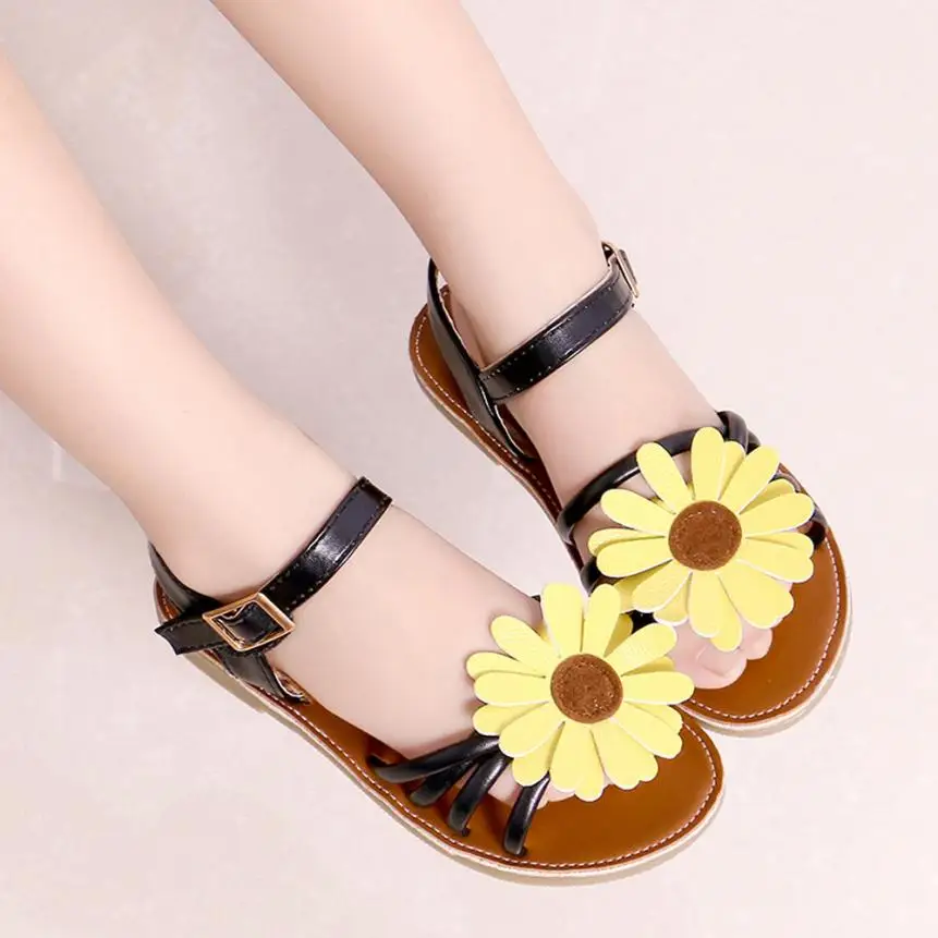 2022 Summer Style Children  Sandals  Girls  Princess Beautiful Flower Shoes  Kids  Flat Sandals  Baby 