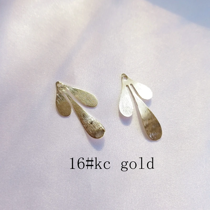 DIY серьги аксессуары с покрытием из чистой меди 18K настоящие золотые листья тисненые щеткой текстуры серьги ювелирные изделия кулон