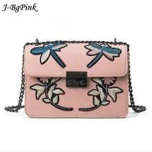 2017 Marca de Fábrica Famosa Del Bordado de Las Mujeres de La Pu de Cuero Bolsos de Hombro Cadenas Bolsos Crossbody Para Mujeres de Las Señoras Flap Messenger Bag