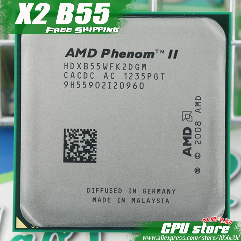 

AMD Phenom II X2 B55 CPU Processor Dual-Core (3.0Ghz/ 6M /80W / 2000GHz) Socket am3 am2+ free shipping 938 pin , sell B59