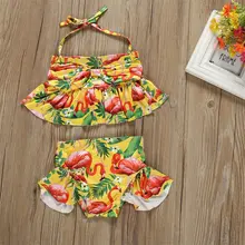 Pudcoco/ брендовый Летний Детский бикини для маленькой девочки, костюм с бантом и фламинго, купальный костюм, Плавательный Костюм 1-6Y