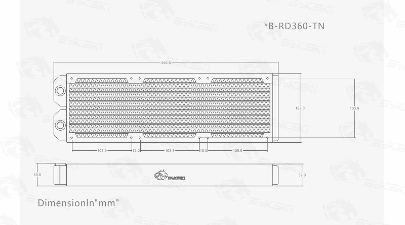 BYKSKI 28 мм толщиной меди 360 мм Однорядный радиатор компьютера водяного охлаждения жидкого теплообменника использовать для 12 см вентиляторов B-RD360-TN