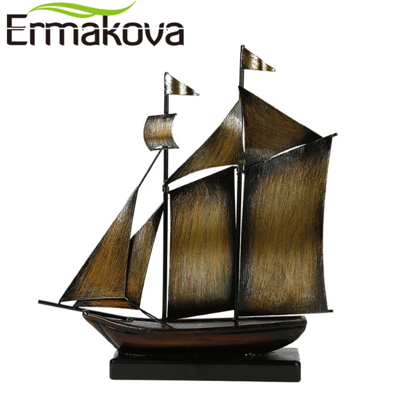 ERMAKOVA Ретро металлический корабль модель лодка фигурка парусник миниатюрный