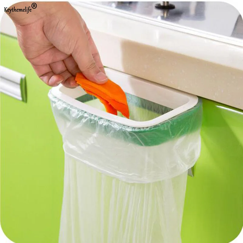 

Kitchen Hanging Cupboard Door Back Style Trash Storage Rack Trash Bag Holder Kitchen Cleaning Tool 2B