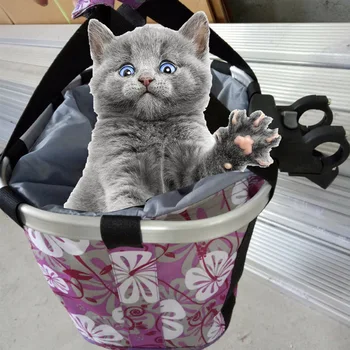 

Bike Basket Folding Small Pet Cats Dog Carrier Front Removable Bicycle Handlebar Basket SMN88