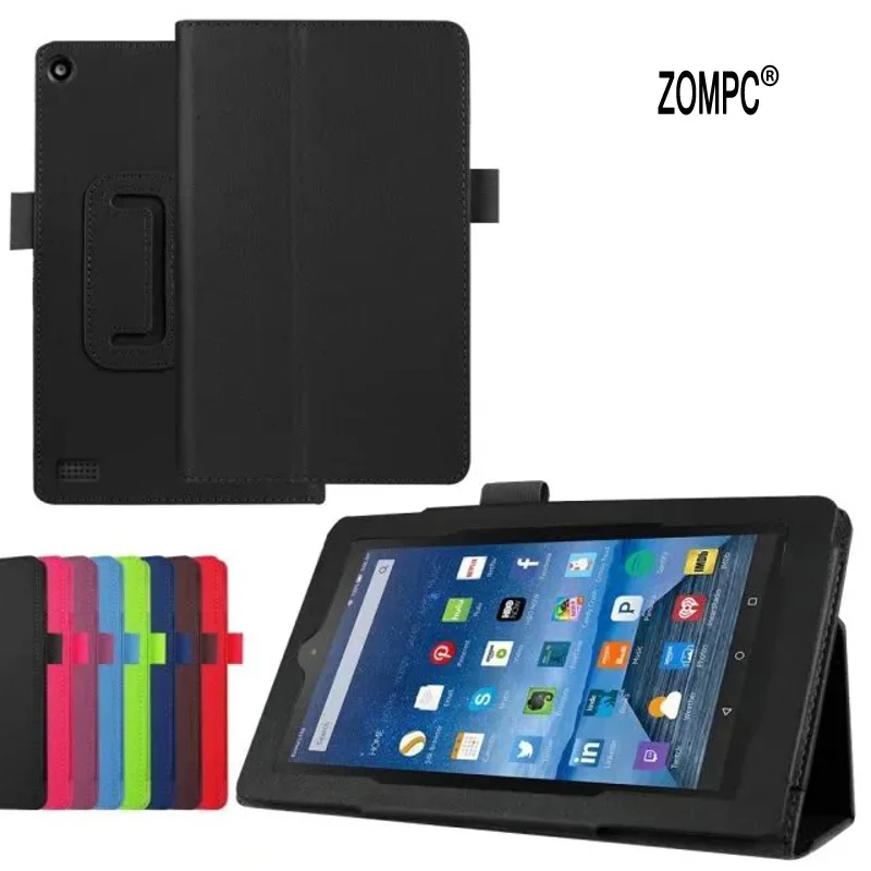 2 Folding Luxury Folio Stand Leather Case Protective Cover For Amazon Kindle New Fire 7