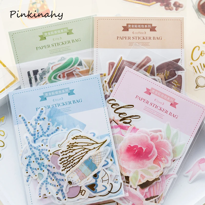 

Coffee Green Plants Ocean Girl's life Stationery Bullet Journal Diary Paper Gilding Cute Stickers Scrapbooking Flakes DT019