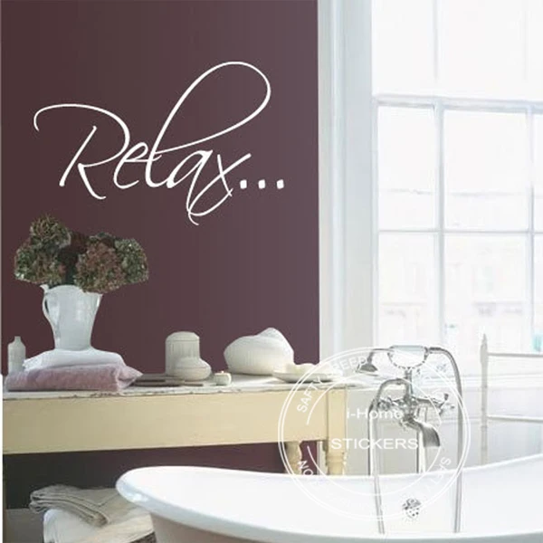 2pcs/lot Bath tub Relax Bathroom Relax Vinyl Wall Quote Decal Wall art