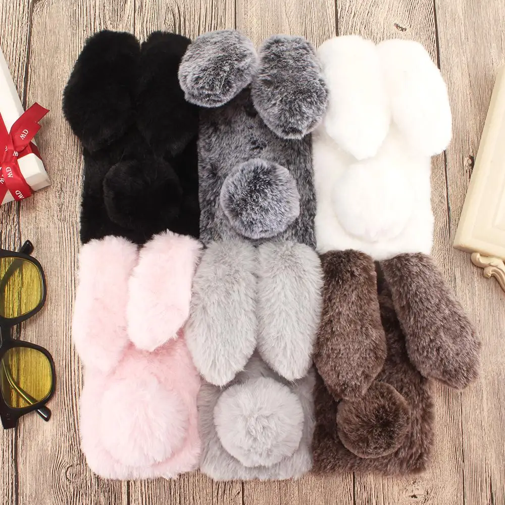 

Rabbit Fur Cases For Huawei Honor 8X Max 8C 7A Pro 7C 7X 7S Honor 9 Lite Play 6 7 V10 View Note 10 6A 6X 5C 20 10i 20i 8A Covers
