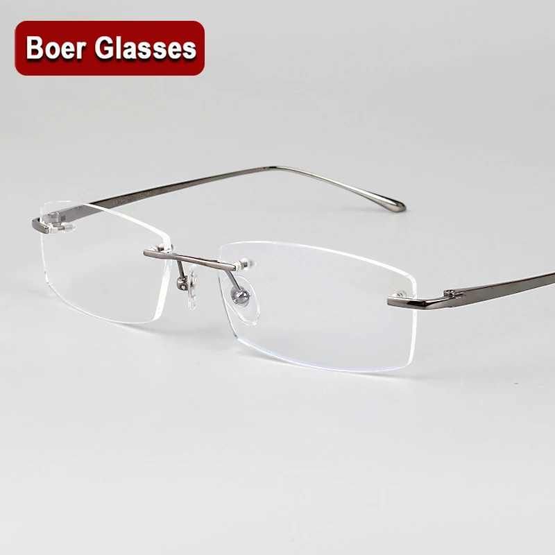 Очки мужские из чистого титана без оправы 100% 55 17 6379|rimless eyeglasses frame|eyeglass framesrimless |