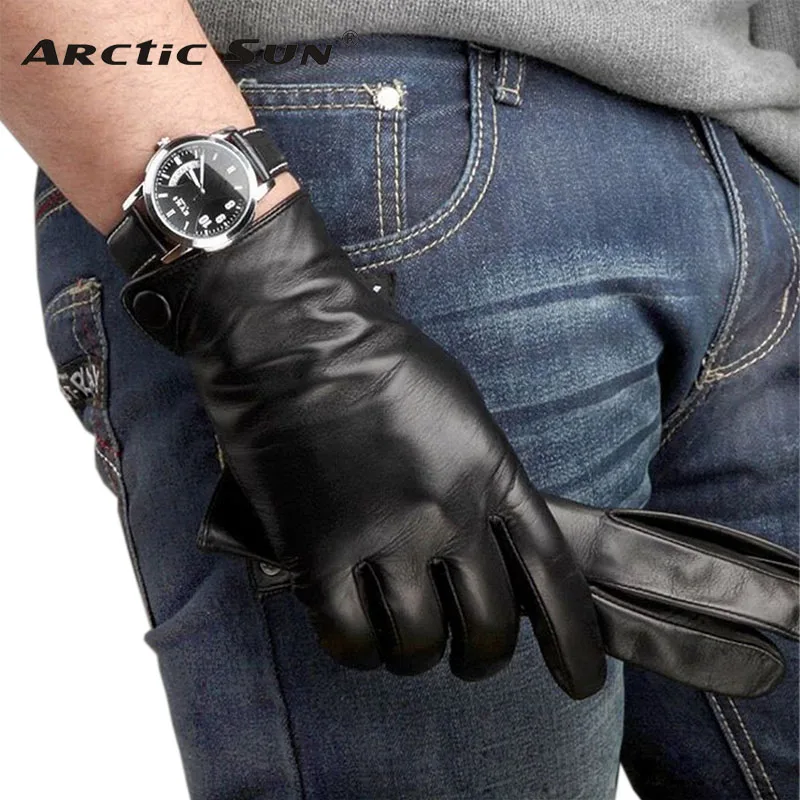 Homens da Forma Pele de Carneiro Genuíno da Pele de Carneiro do Inverno Luvas de Pulso Sólida para o Sexo Luva de Condução Verdadeira Couro Genuíno Inverno Masculino M001nc Quente Frete Grátis da do