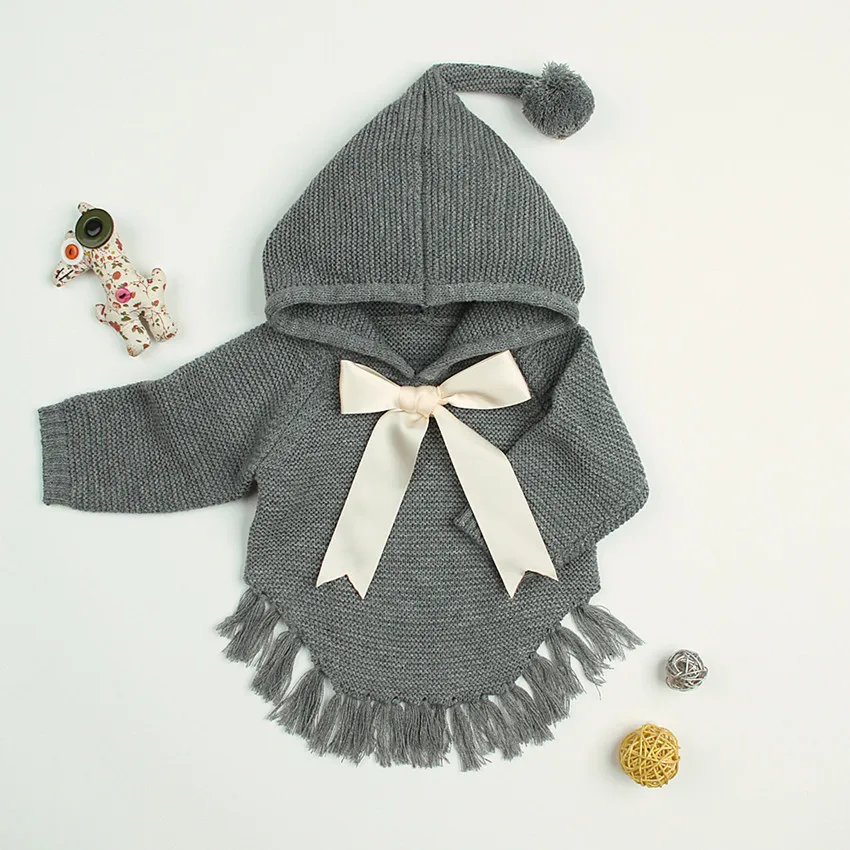 

Baby Sweater For Girls Cardigan Tassel Knitted Baby Girls Clothes Spring Infant Toddler Sweaters With Hodded Kids Pullover 0-3Y
