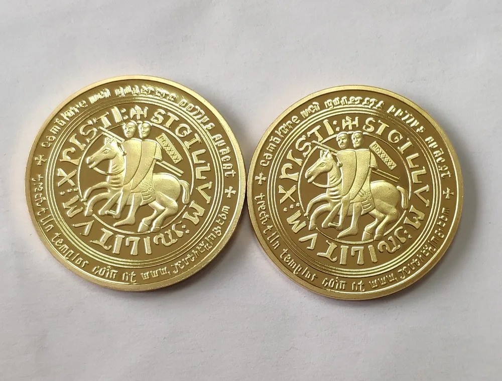 Red enamel cross Knights Templar Challenge Coin Non-currency Crusader Challenge Knight metal coin (2)