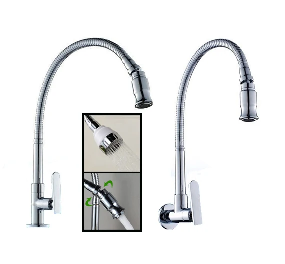 single cold water wall deck mounted universal brass kitchen faucet